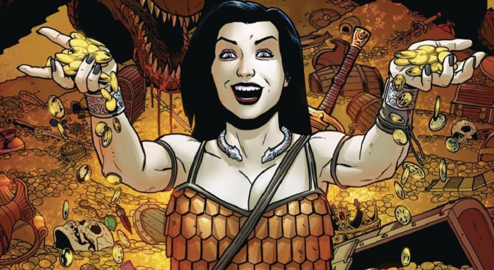 woman in a dress with a sword in her hand and a tattoo on her arm, by Siya Oum, hourglass figure, Enduring, Everlasting, Extraordinary, Phen...