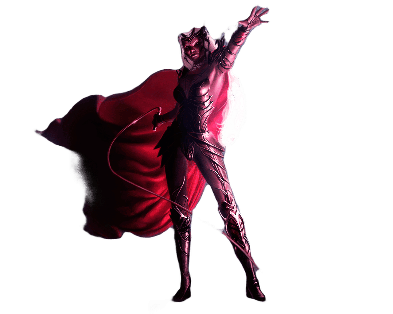 drow queen, voluptuous, vivacious, hyperrealistic, intricately detailed, pearl skin-tone, pearly/iridescent silk, large cavern, long chrome...