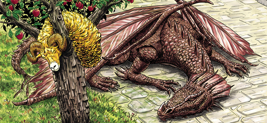 a woman in a bodysuit with a dragon on her back and a dragon on her arm, with a glowing light in her hand, by Michael Hutter  surreal backgr...