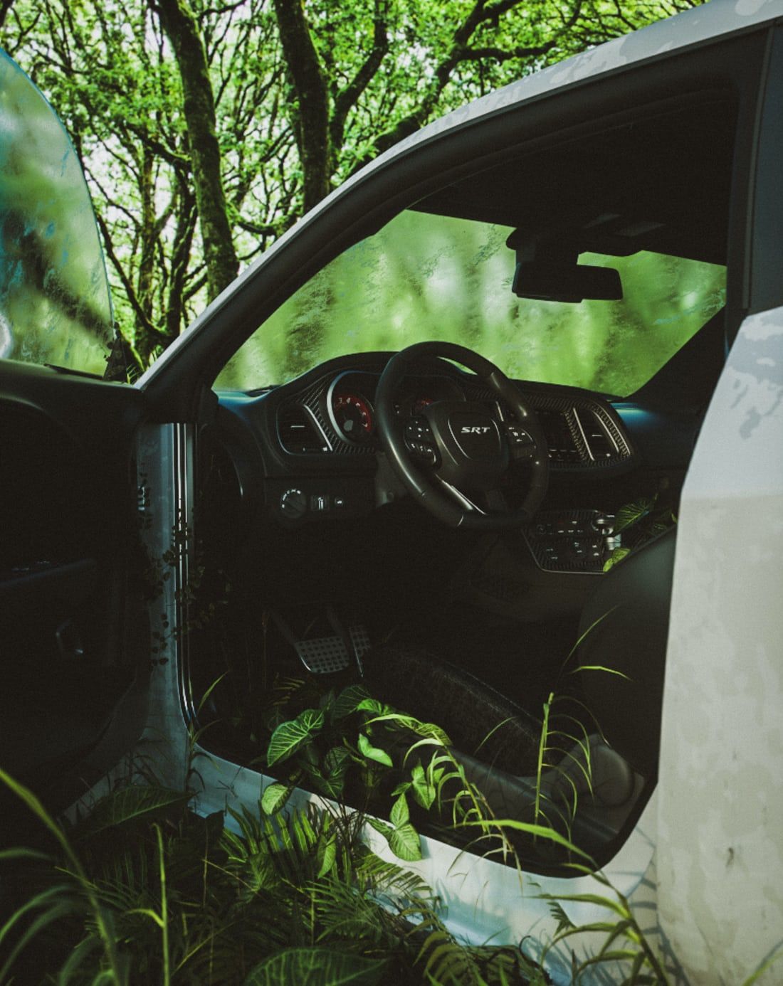 Haven of Impossible Dark Architecture, Dripping with Moss and Dark Black Mold