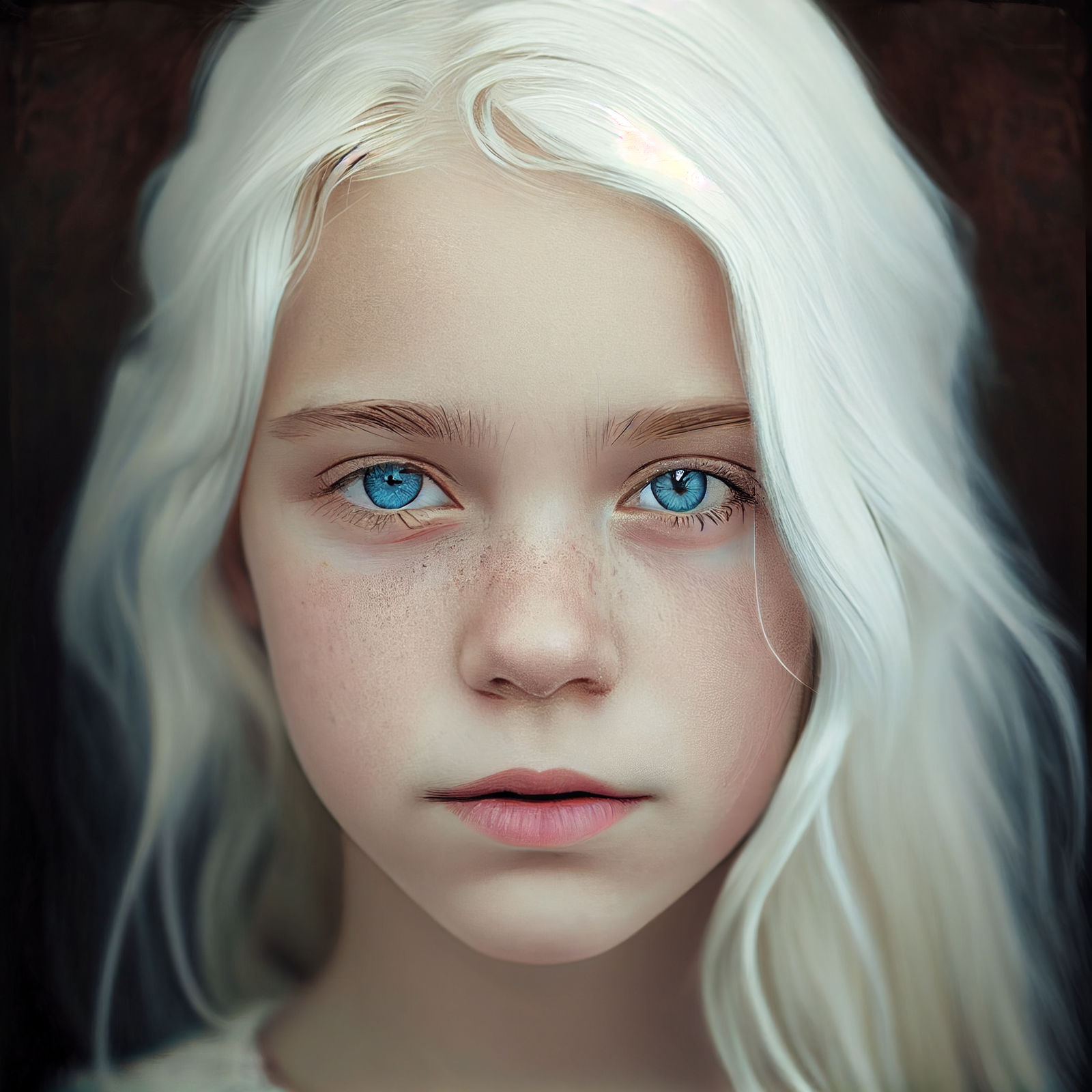 young woman's eyes are closed, then slowly open to show bright blue eyes. she then smiles