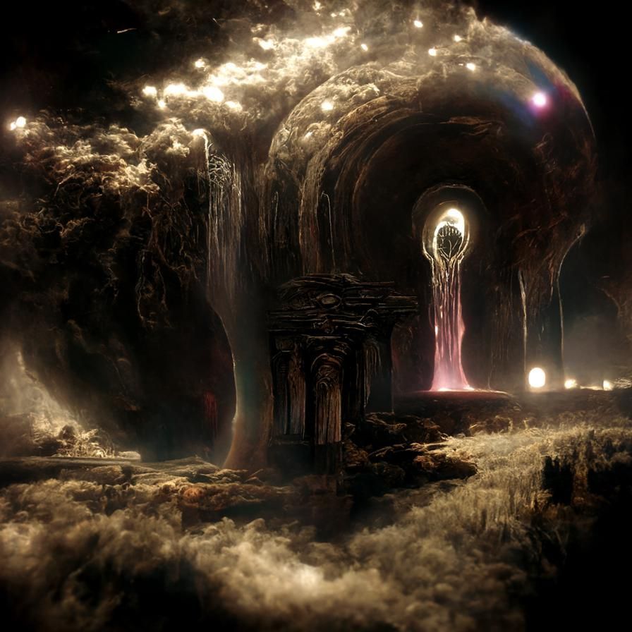 Under water crystal cavern in electric blue water 