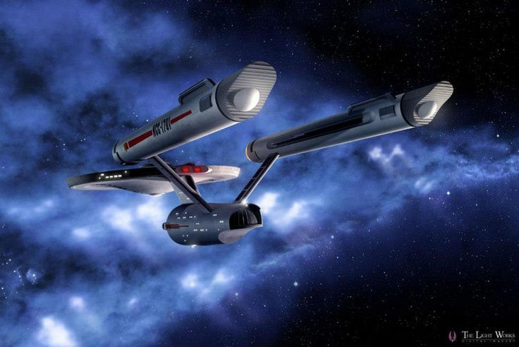 USS Enterprise (star trek)as a submarine probing an underwater grotto.  