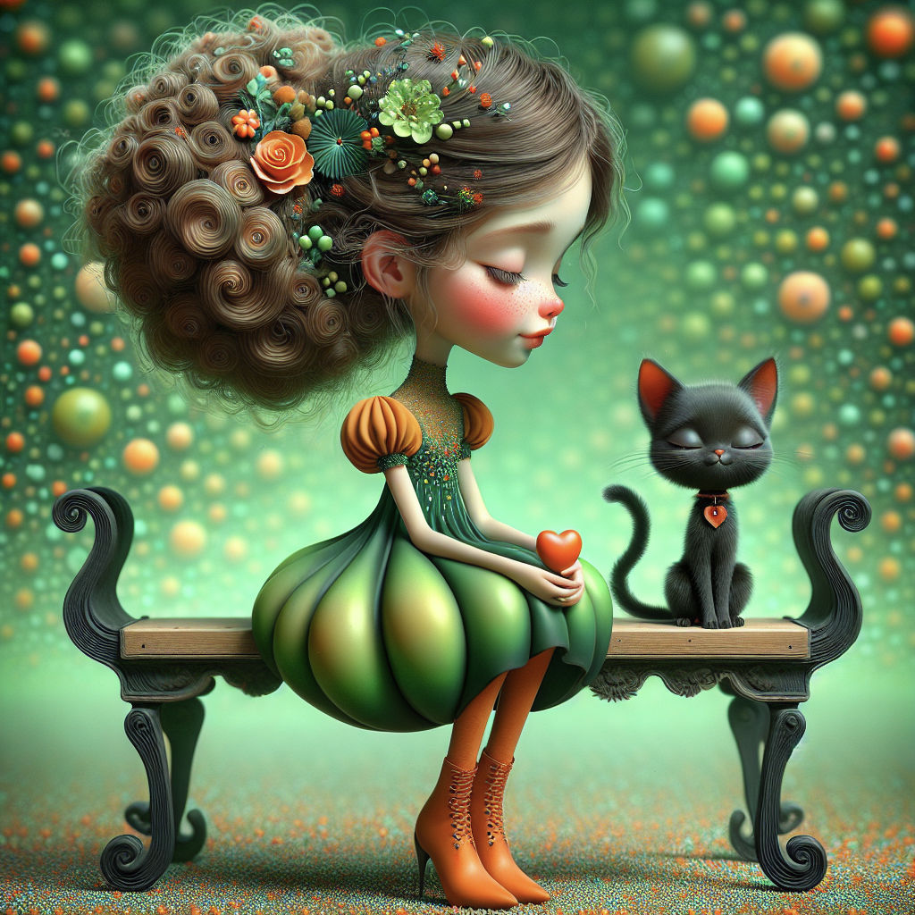 Cinematic wide shot from low angle with a smooth motion of the background and a wide shot from eye level of the girl and...