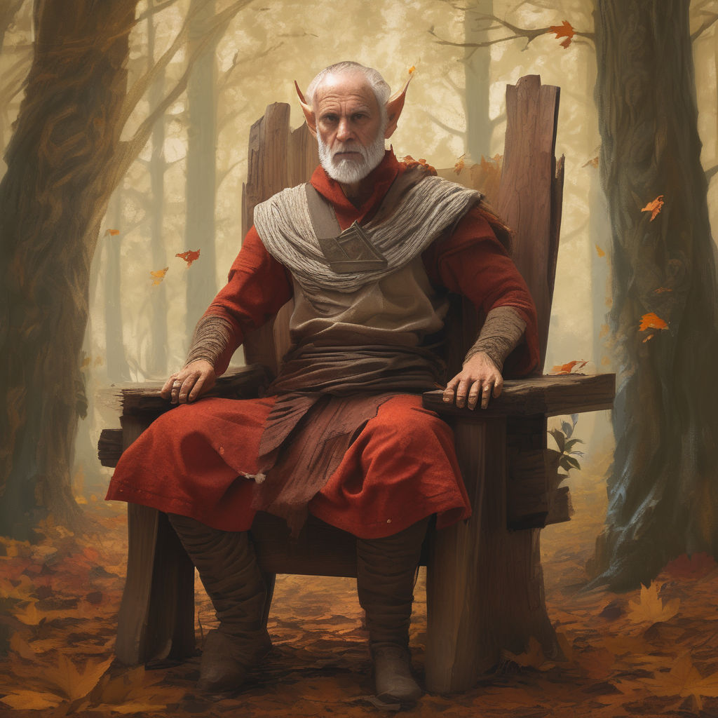 Rey elfo en su trono de madera