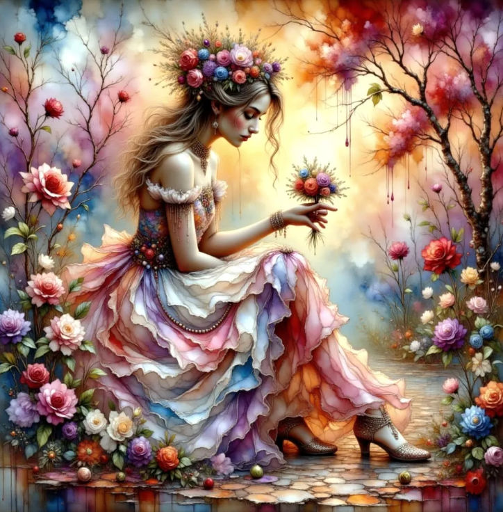 A magical garden where everything glows gently at night double exposure