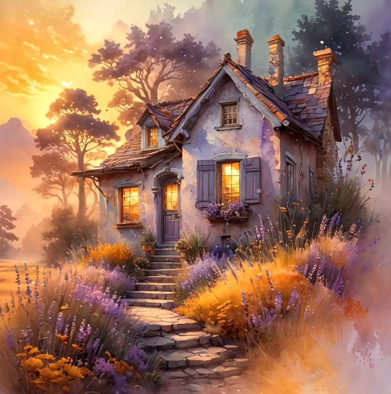 An ancient, forgotten temple ruin, partially reclaimed by nature, is illuminated by a single, massive, ornate metal lantern hanging from a c...