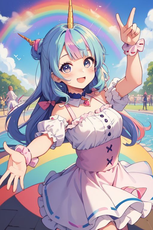 a  girl with long black hair and blue eyes wearing a a traditional Japanese flower dress under a cherry blossom tree