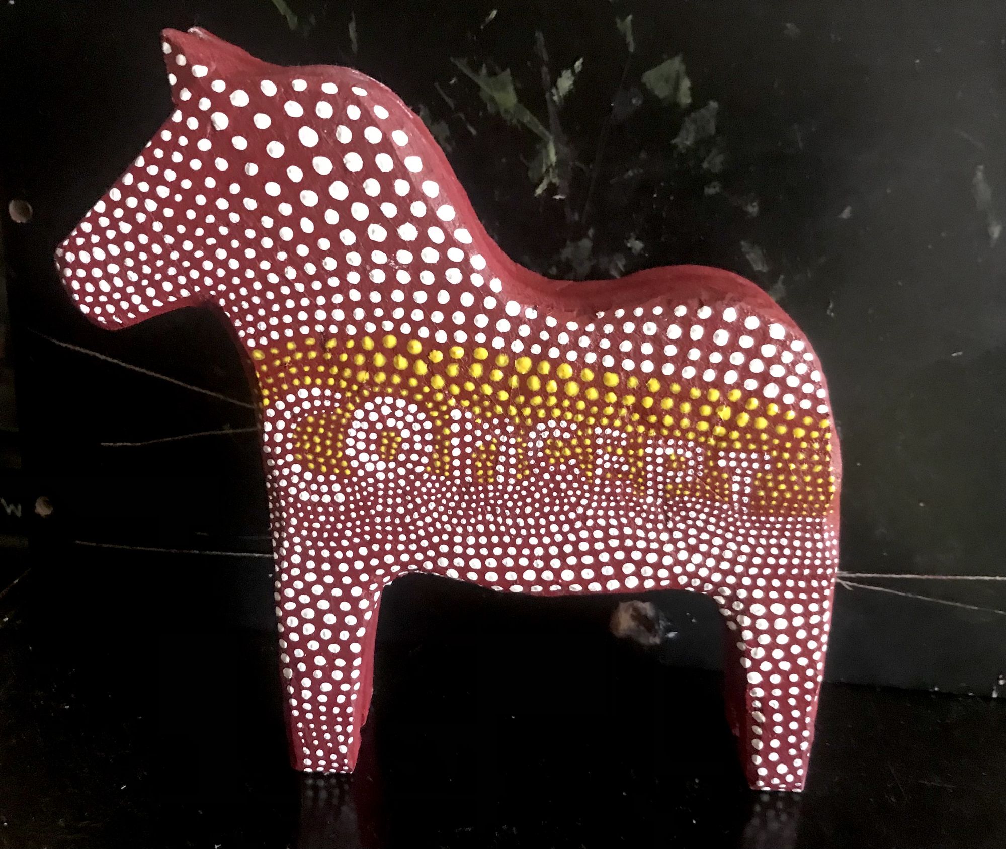 Woodworks A psychedelic carved and painted wooden horse (not trojan) known as dalahäst in Sweden a traditional craft but the pattern is not...