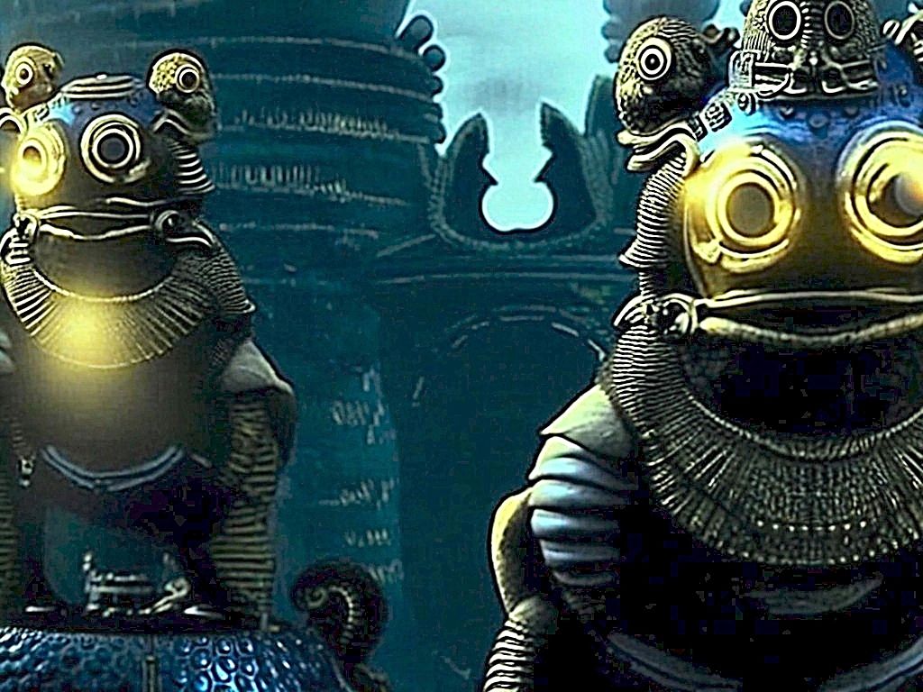 A hyperrealistic crocodile robot in a galloping pose, designed with sleek, polished chrome body parts that reflect light like liquid metal. ...