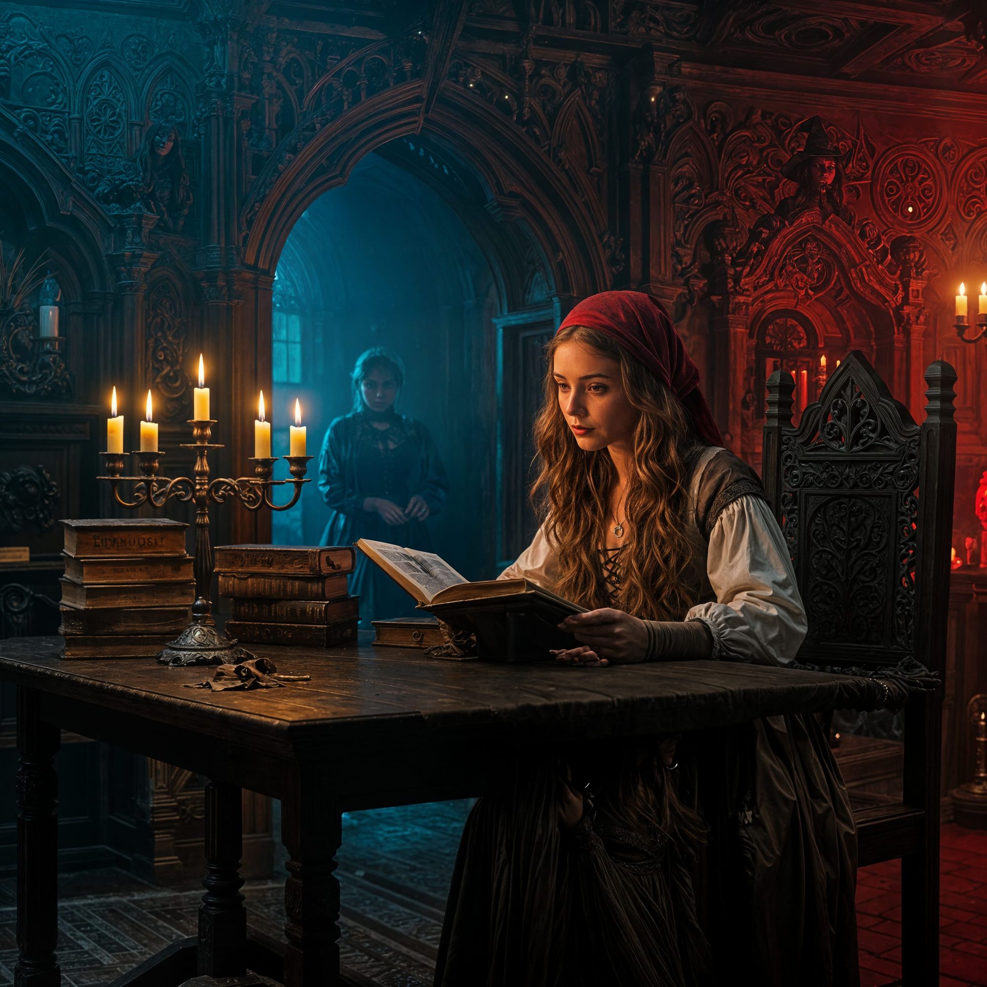 Deep in study, centuries ago.