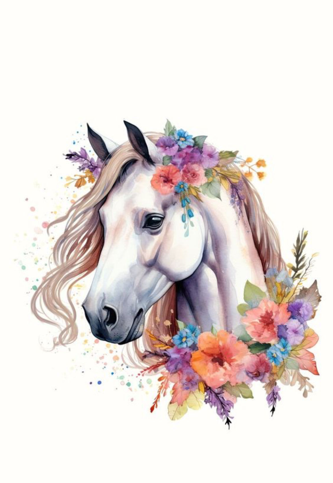 Giraffe with flowers 