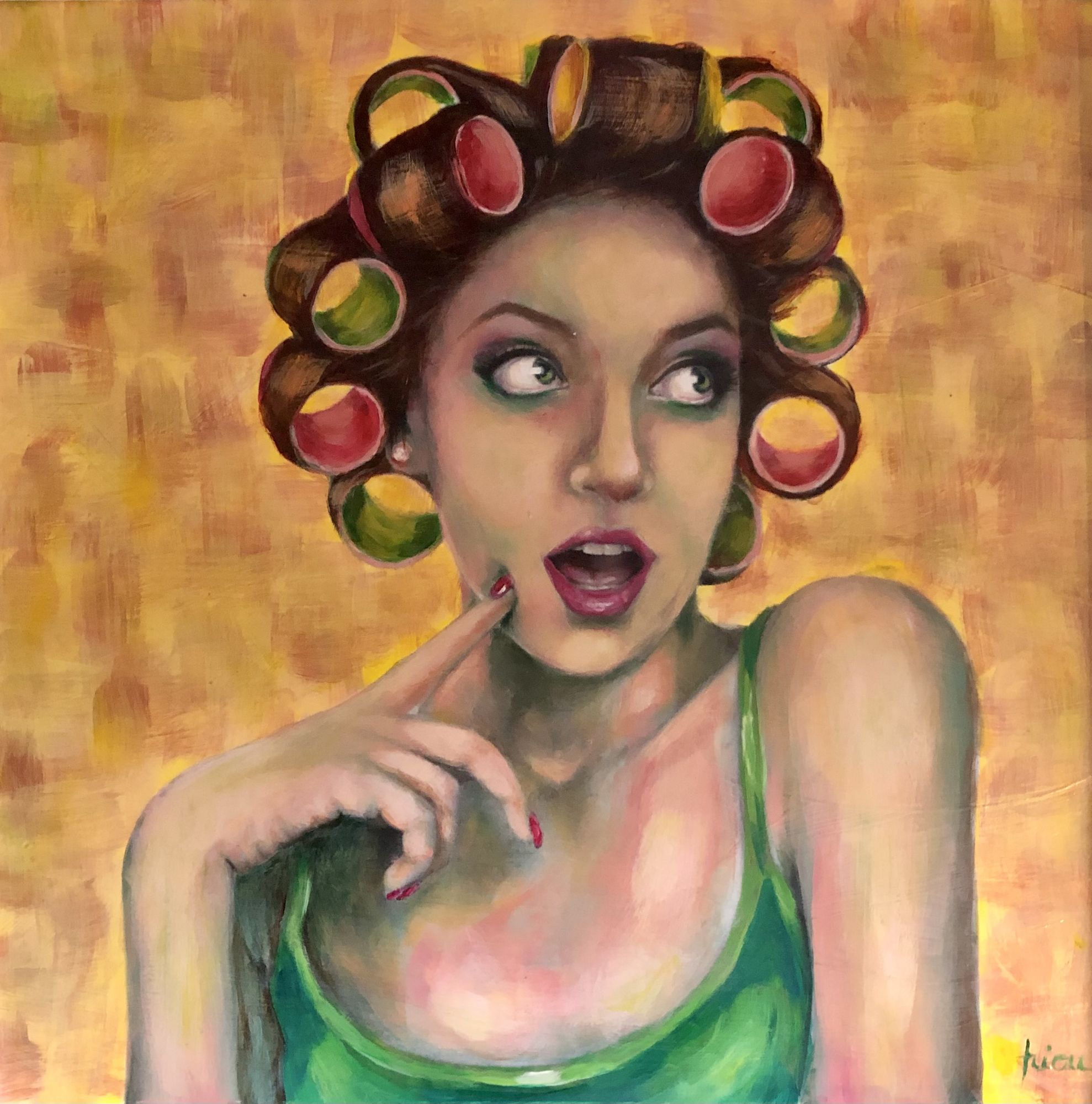 A portrait of a woman by Laurel Burch and Henri de Toulouse-Lautreoil paint