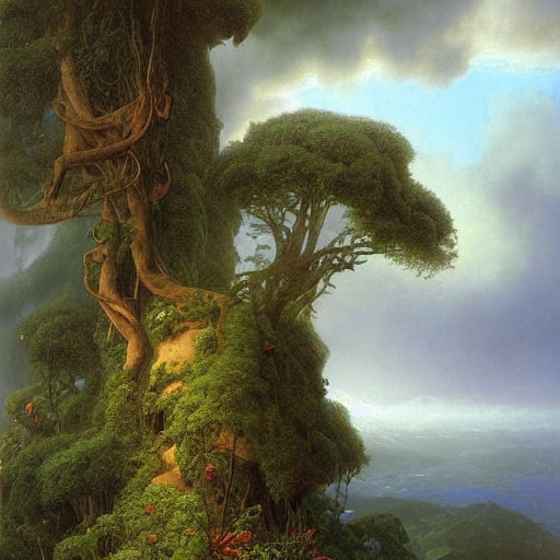 Jack and climbing the bean stalk to the clouds AI Generated Artwork