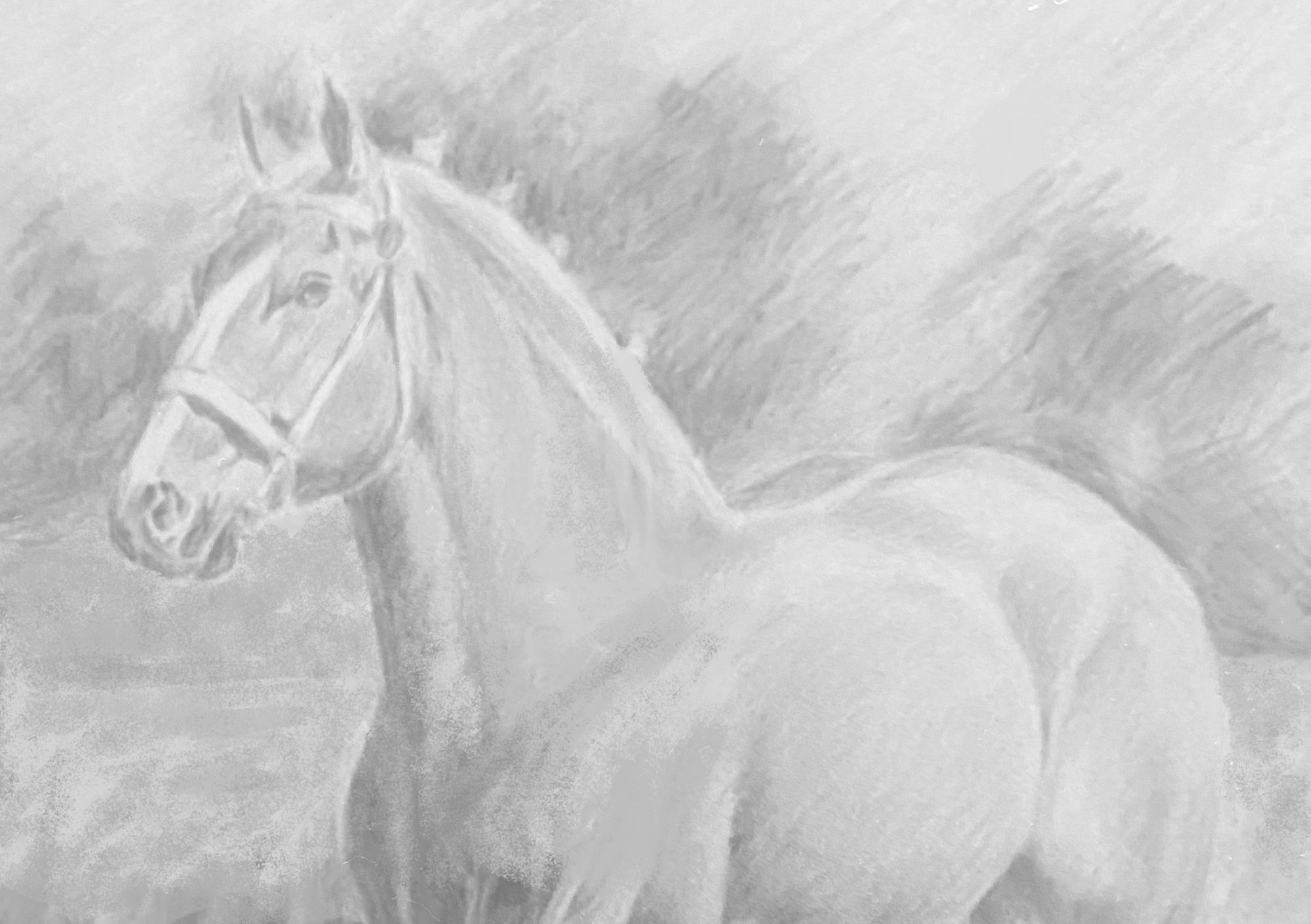 Impressionist oil, large golden horse in bright sunshine