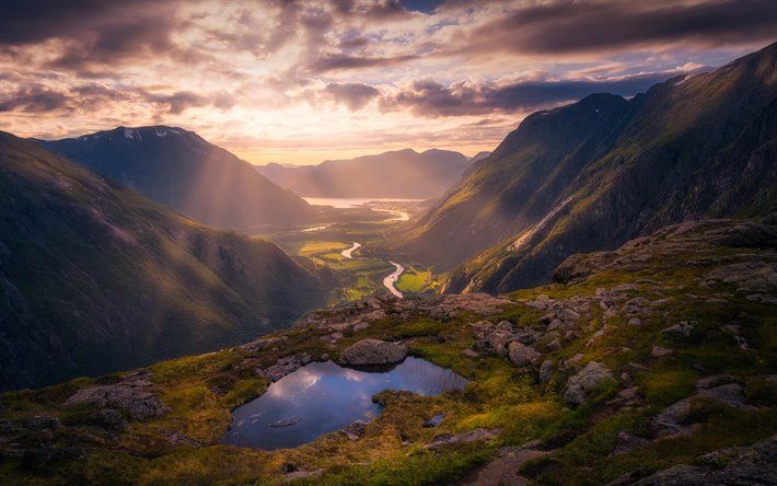 Norway valley sunset