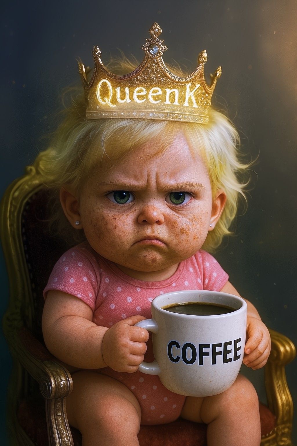 Add two small ponytails on either side of the head with a pink elastic band