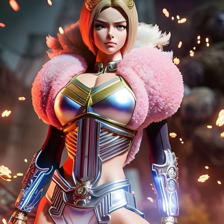 Blonde hair Feminine bodybuilder  <Lisa Fried>as a  KGB  Type Tekken Style video game Character, character design and Illustration by Takuji...