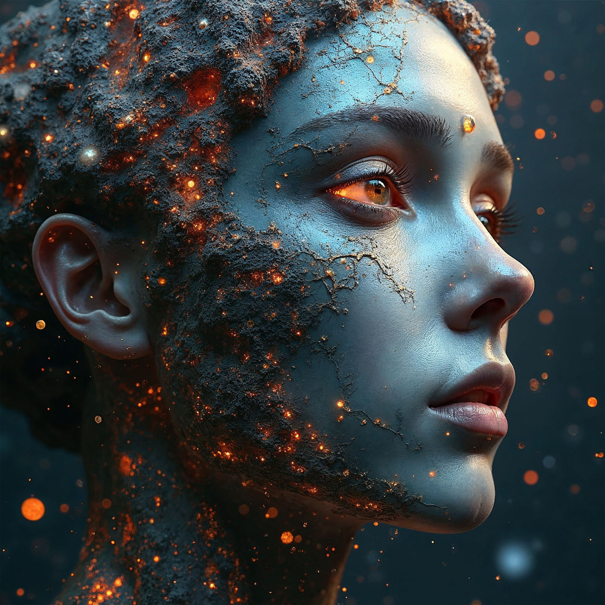 Futuristic Robot Lightning Aqua Yellow Ninja 3D Realistic Street 