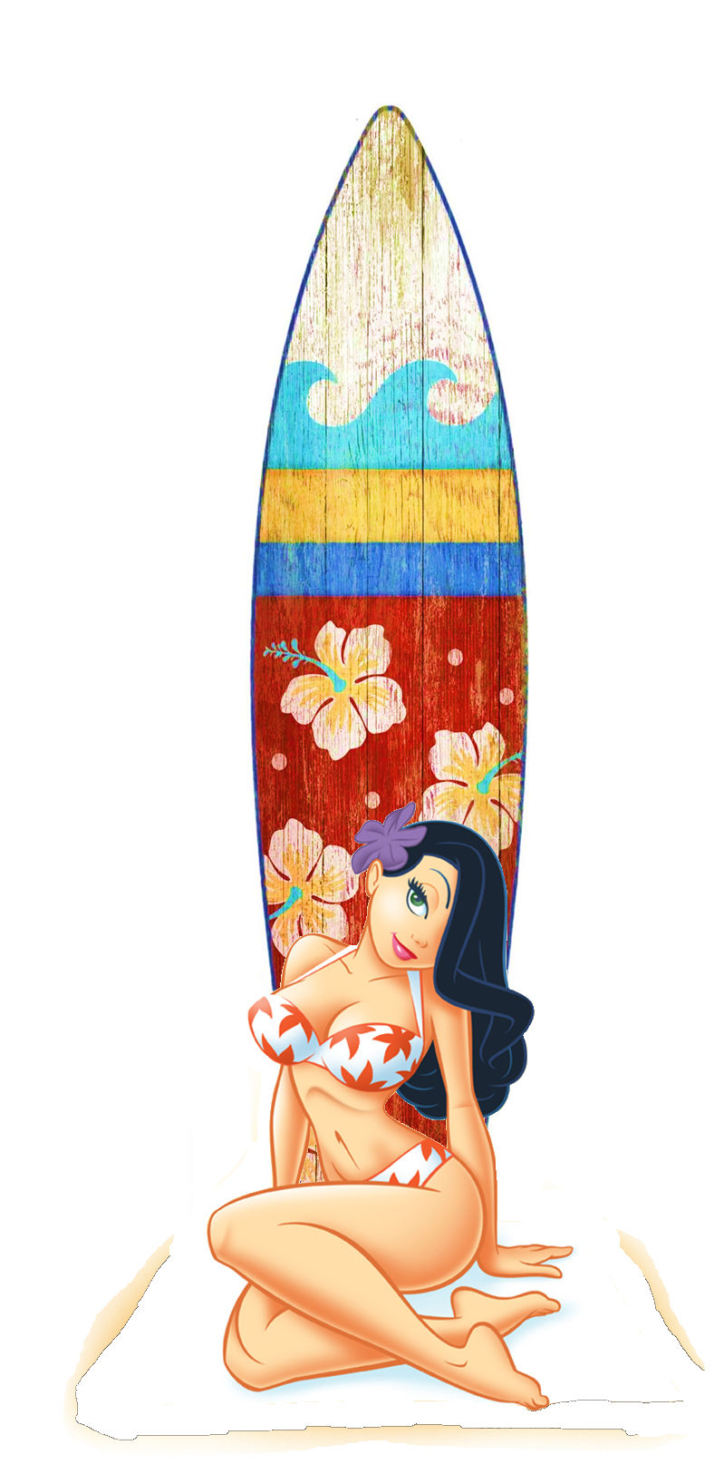 Hawaiian hula on beach volcanic mountains in the background. concept art style, concept art style,, inspired by Josephine Wall's maximalism,...