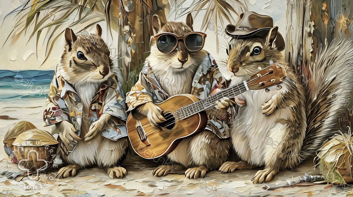 Hawaiian squirrels on the beach. 