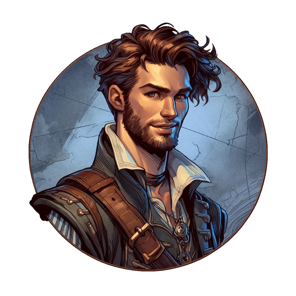 Halfling portrait manga. 16 ans. Très grands yeux bleus. Oreilles pointues d'elfe. Mignon. Petit menton. Moustache fine. Joyeux. Fond de ten...