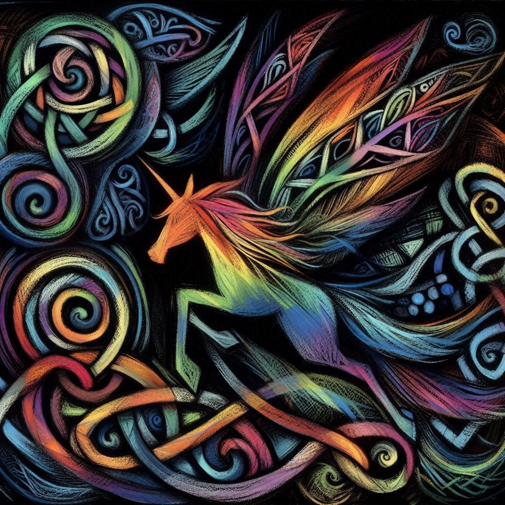 <lora:Knotwork Sketches:1.0> Fairy unicorn