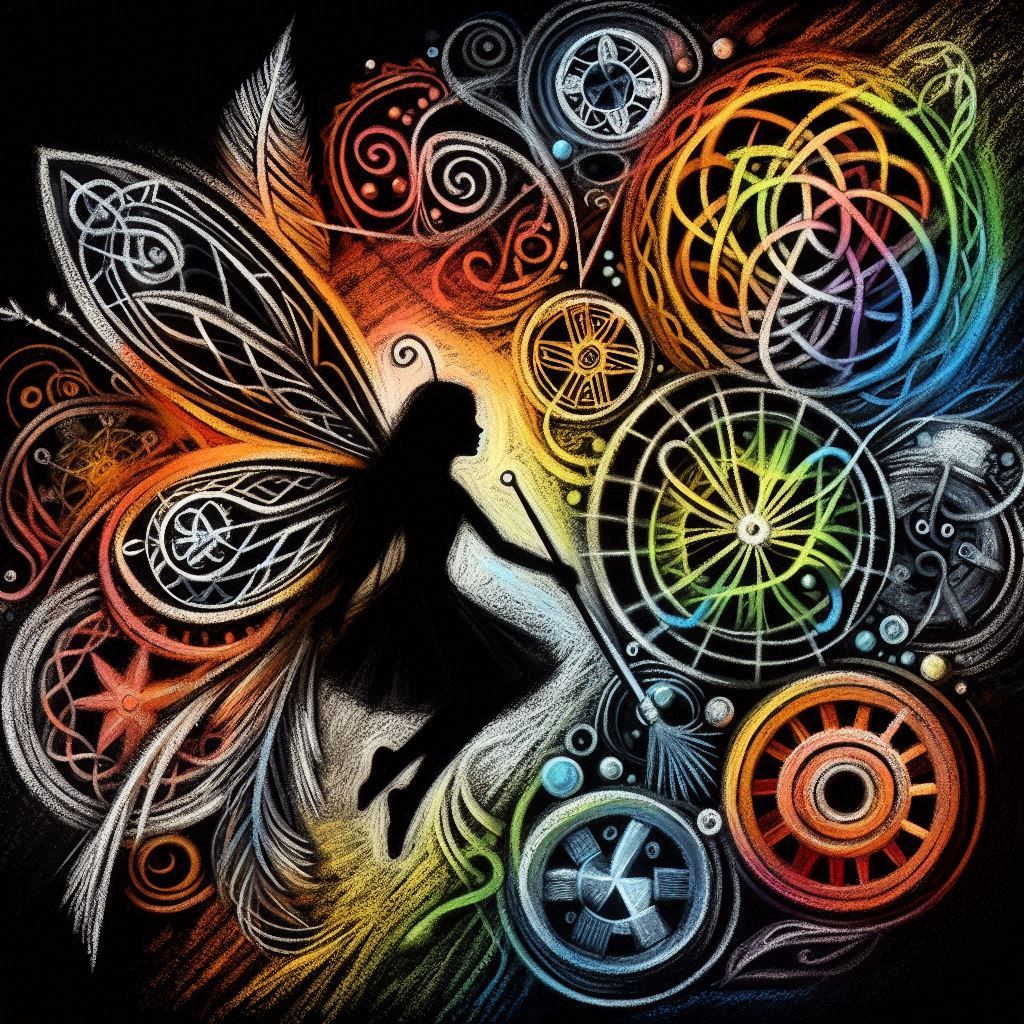 <lora:Knot Work Sketches:1.0> A stylized portrait of a raven, rendered in the geometric, mosaic-like style of Paul Klee. The bird is depicte...