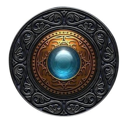 Sinestra's Golden Zalesian Amulet with the enormous Emerald Gem and the Ram's Skull symbol at the center