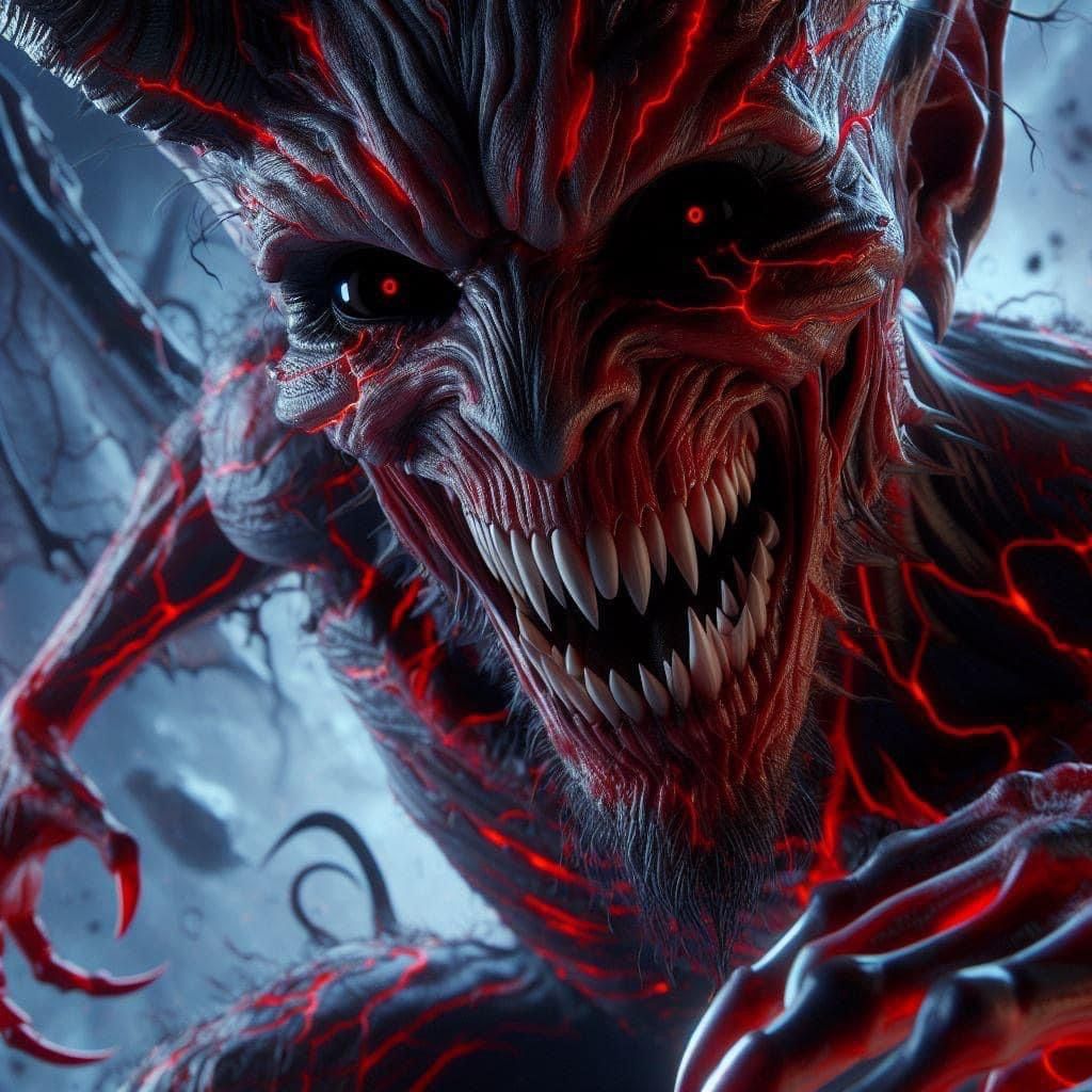 Black and red demonic demon