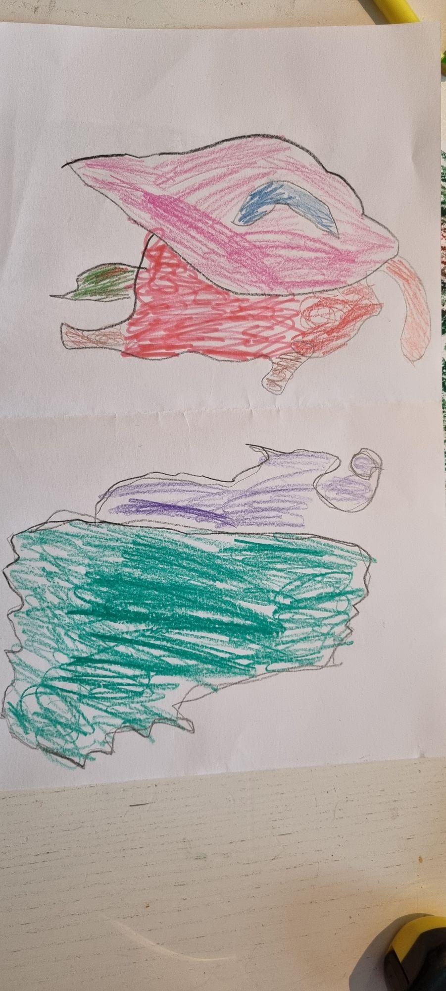 Two colourful monsters having a conversation