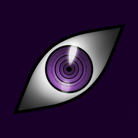 image showcases a single, large eye as its central focus, dominating most of the frame. The eye is not realistic; instead, it's highly styli...