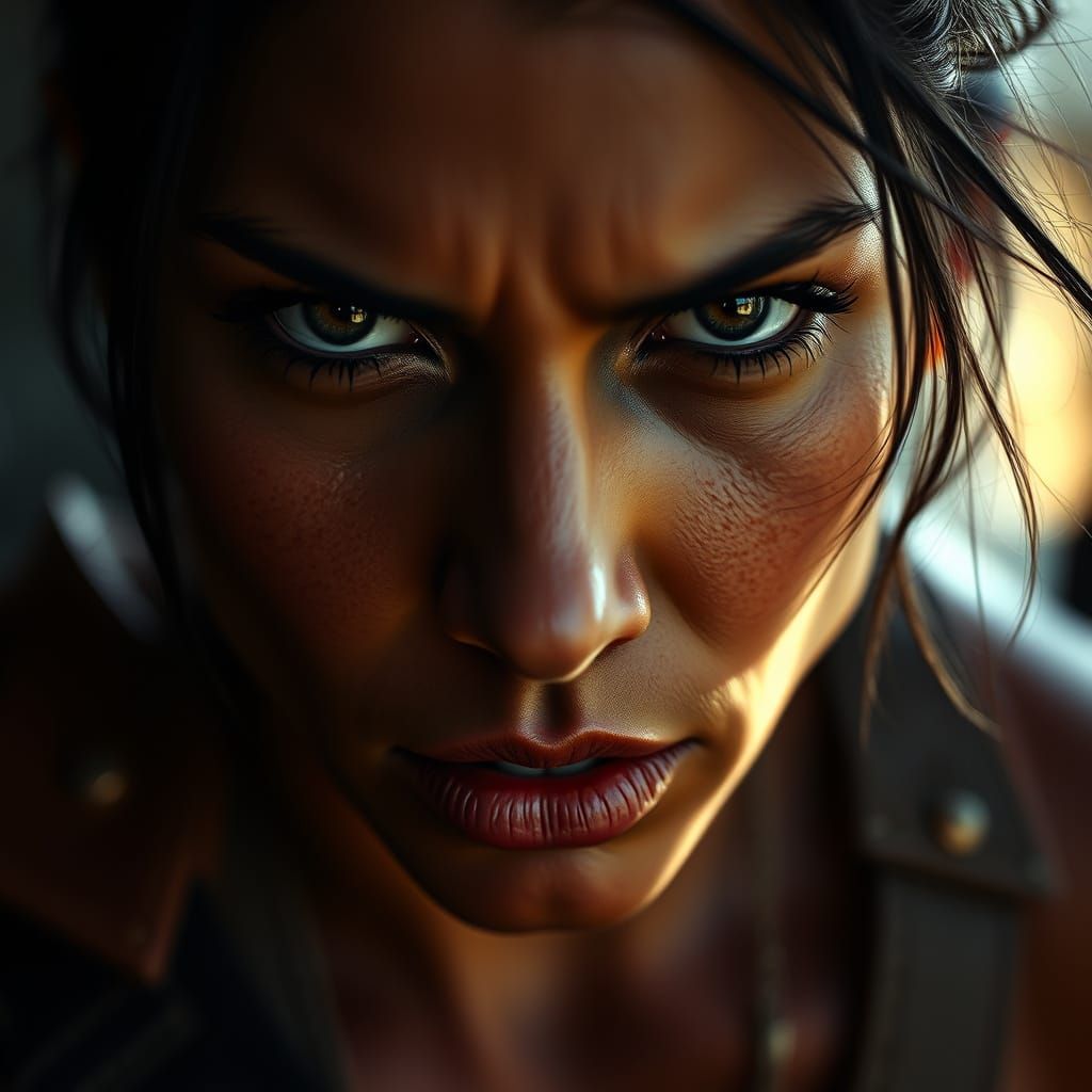 warrior princess screaming warcry in anger