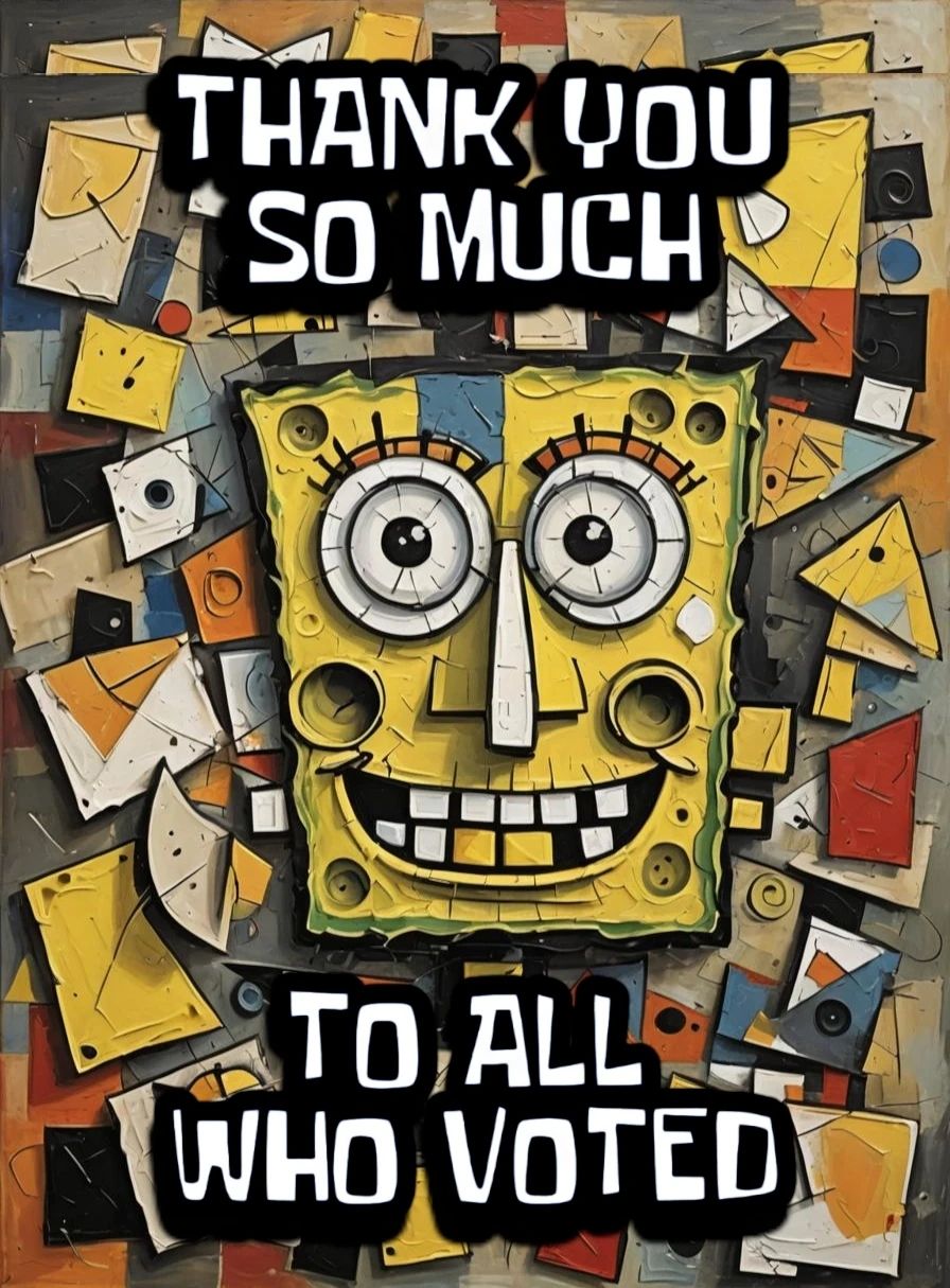 Picasso's SpongeBob, thick oil painting masterpiece, visible brush strokes