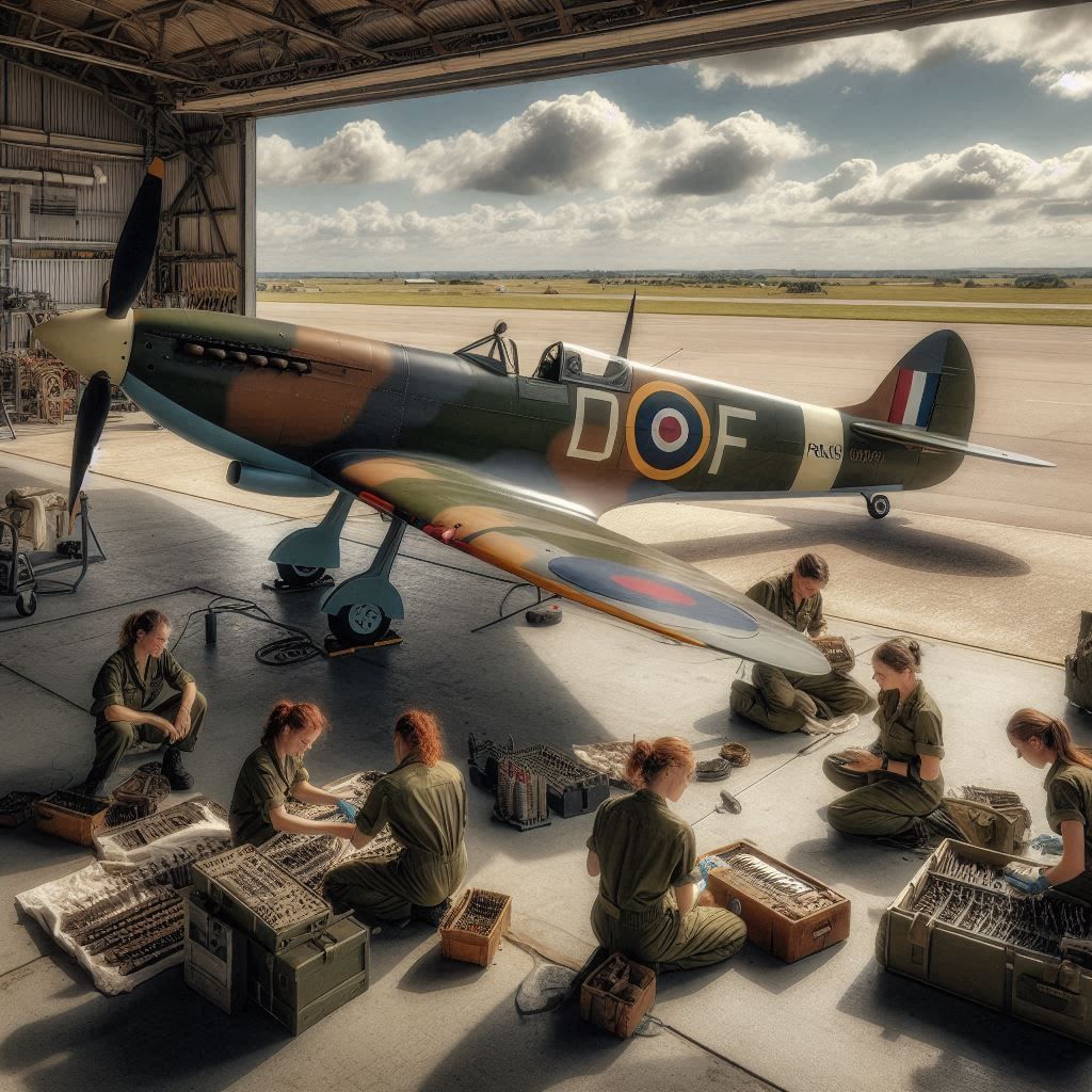 Supermarine Spitfire in RAF hangar in 1940