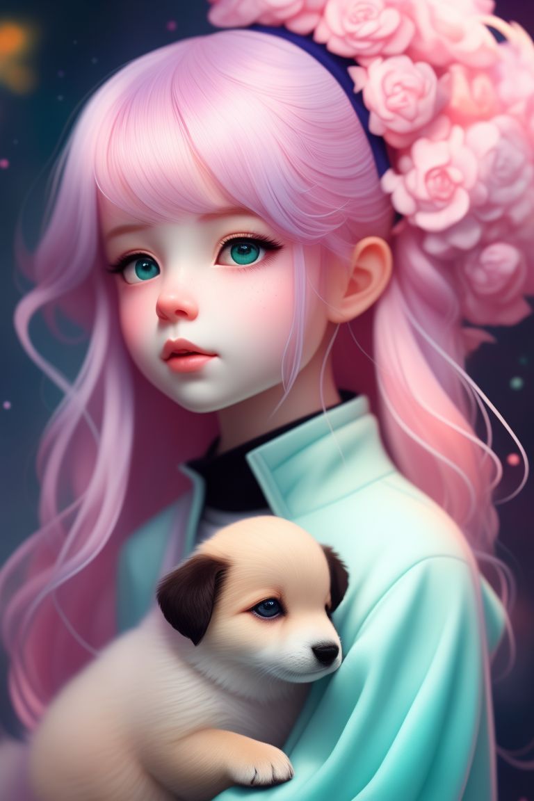 Cute pastel girl flowers and cotton candy