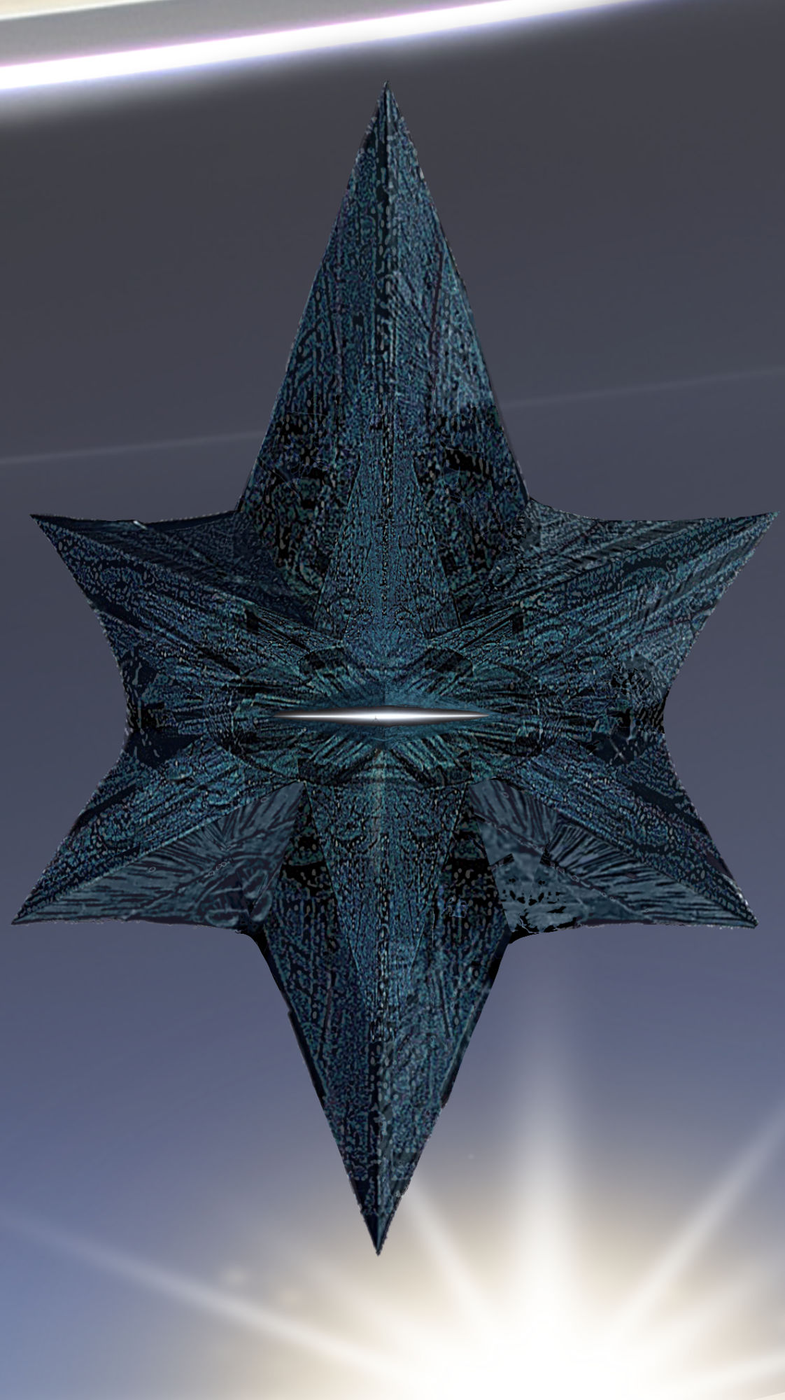 Giant extraterrestrial ship in space,sophisticated design in the shape of a star 