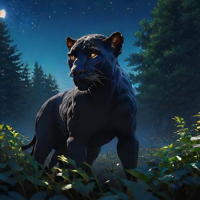 Black panther in a starry night <lora:Suno:1.0>