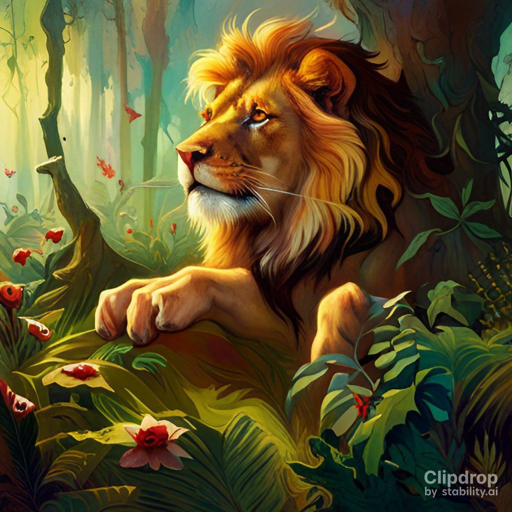 lion in jungle