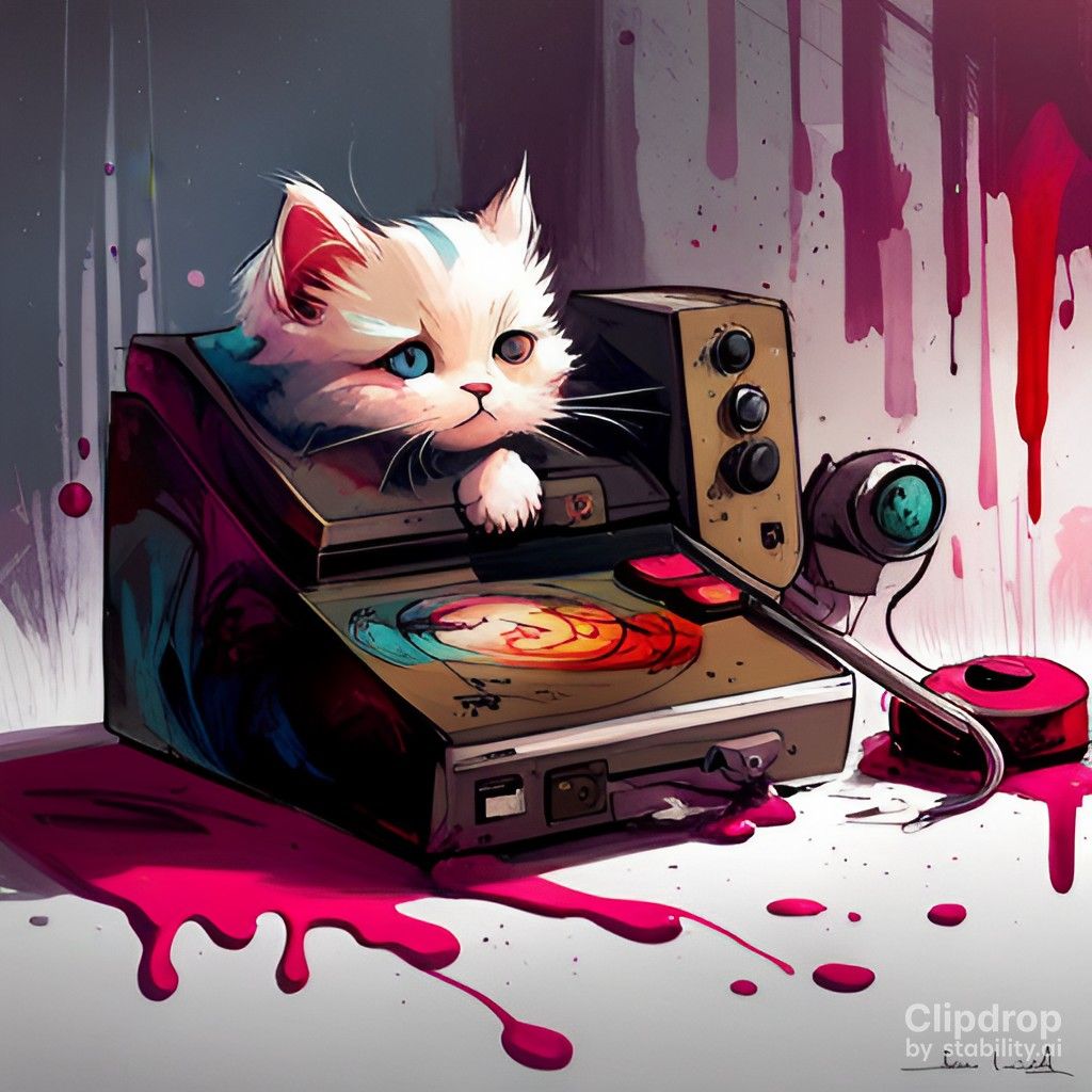 cute cat playing music