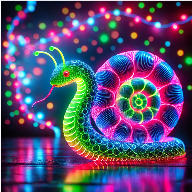 A restaurant called 'Snake' located in a desert. The building has a modern design with sleek lines and large glass windows. The exterior fea...