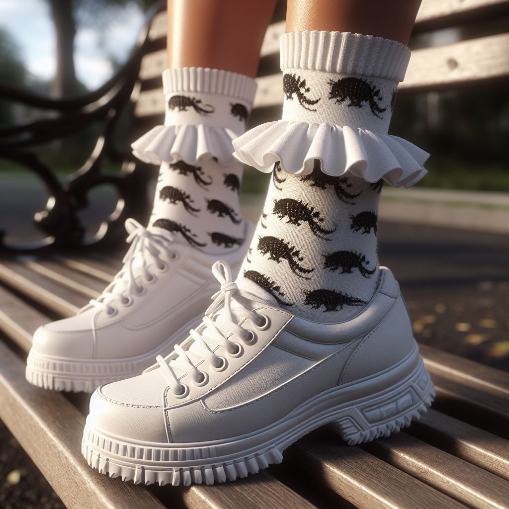 Tennis shoes and "armadillo socks"