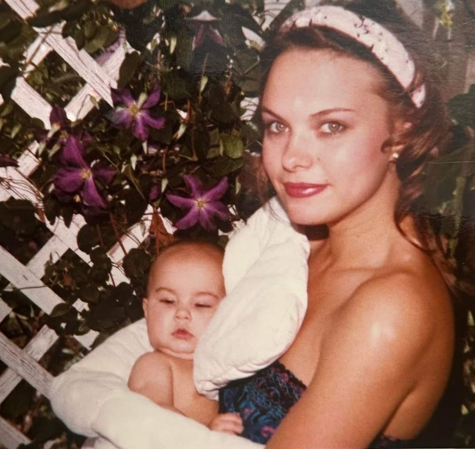 Mother and daughter in the garden 