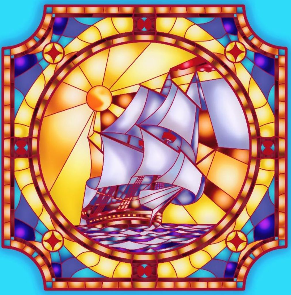 Stained glass Ship of Dreams