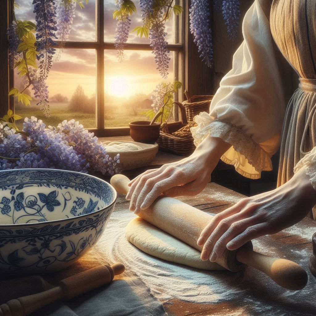 Rose's in hog heaven  enjoying the smell.... of fresh baked bread & wisteria lingering in the breeze