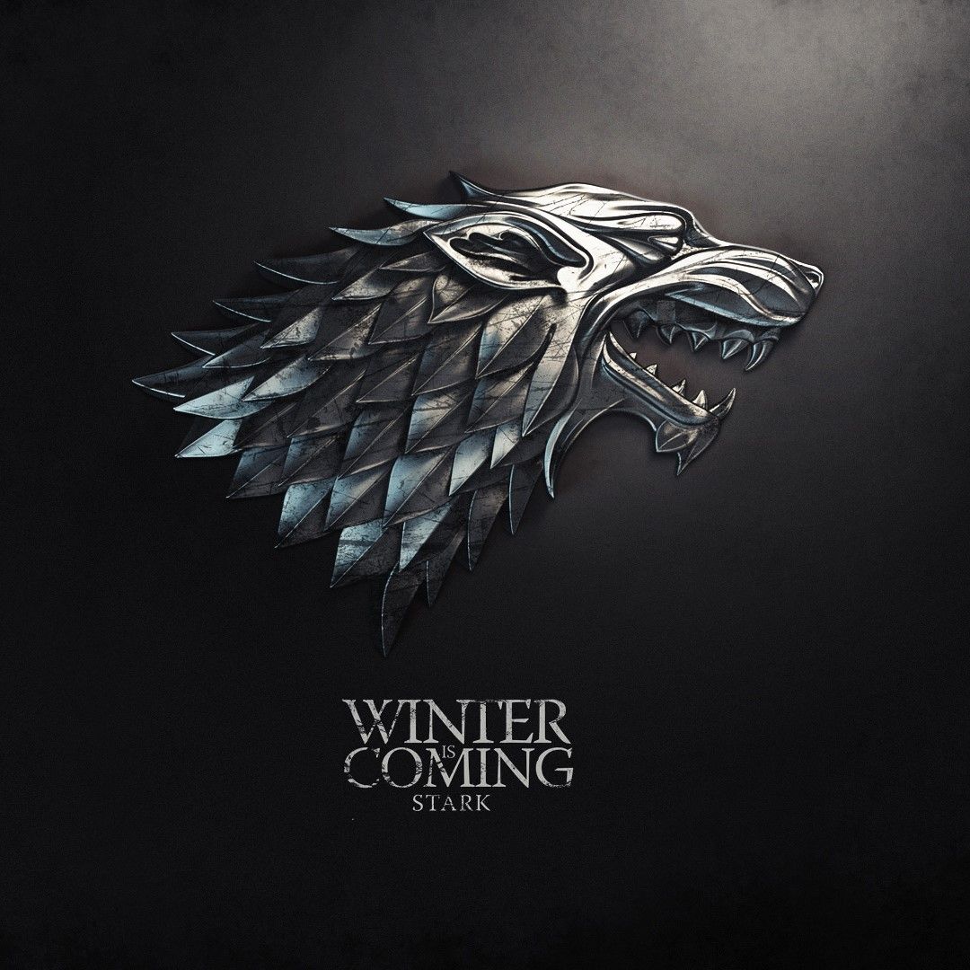 House of Stark emblem from the Game of Thrones book, with its motto ("Winter is Coming":1.3) intricate details, HDR, beautifully shot, hyper...