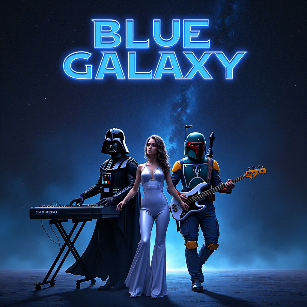Star Wars theme 70's disco band album cover "Blue Galaxy"
