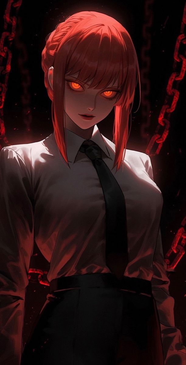 Makima devil control She has long crimson red hair and his striking golden eyes filled with rings