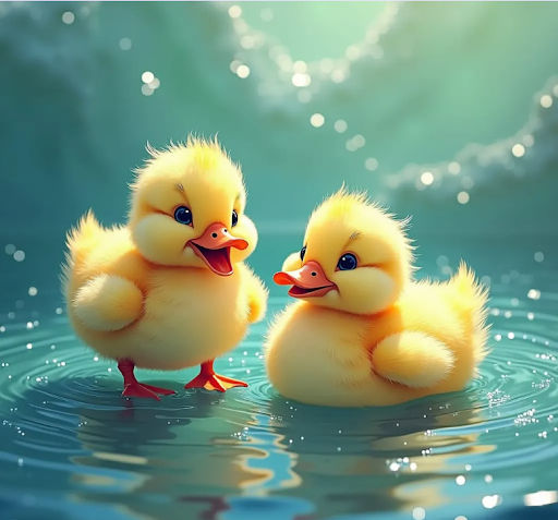 An adorable duck, dressed in a tiny scarf and woolen hat, with shiny ice skates tied to his webbed feet, glides effortlessly across a peacef...