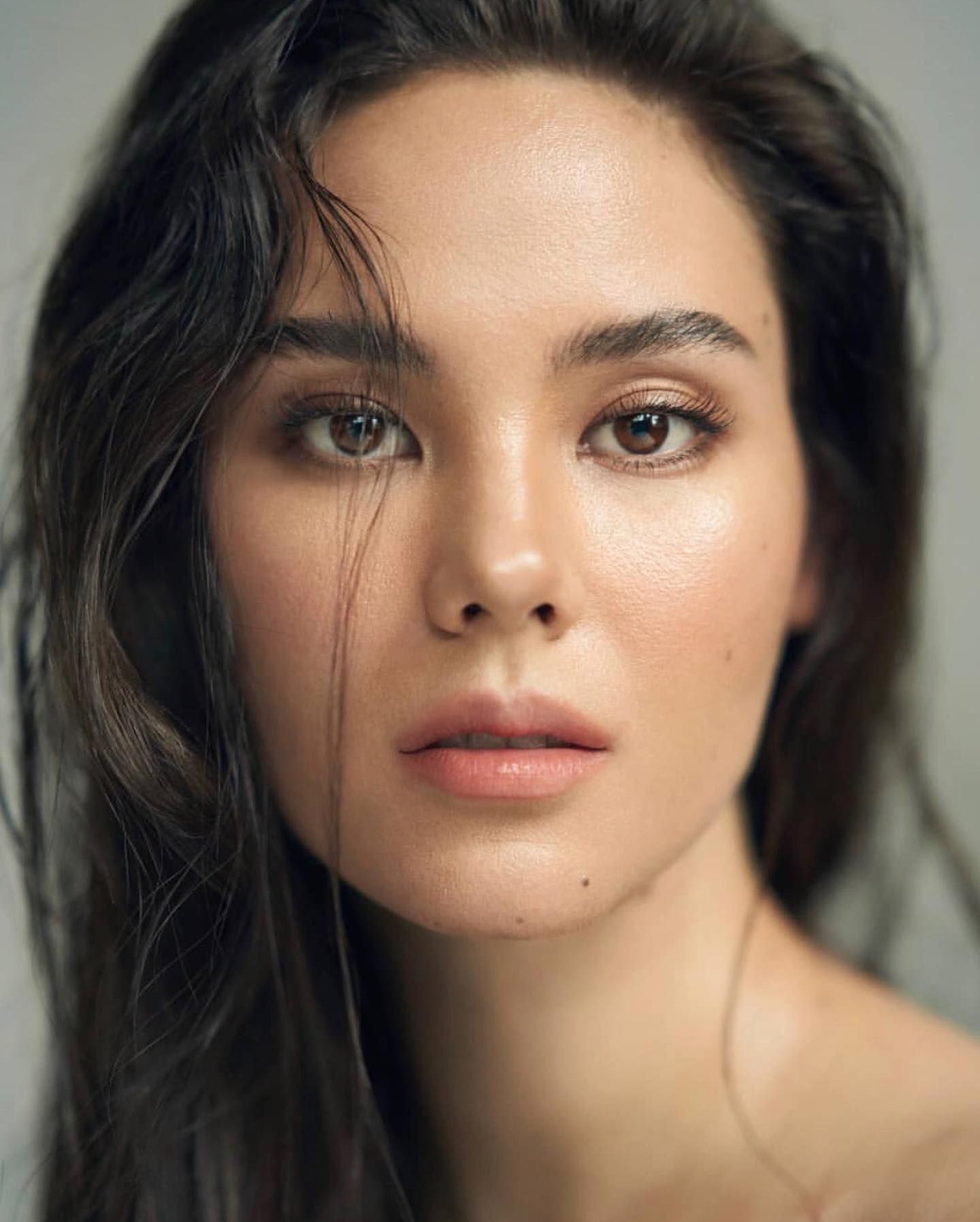 transform this image to a more cinematic photo and make the woman takes her tongue out